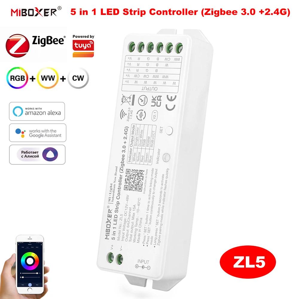 MiBoxer ZL5 DC12-48V LED Ʈ Ʈѷ, Zigbee 3.0 + 2.4G RF   , 2.4GHz     , 5 in 1